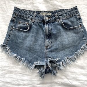 TopShop raw hem jean shorts